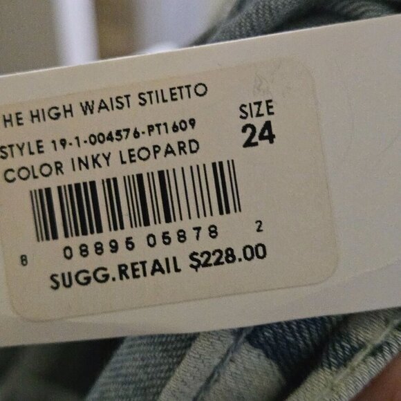 Current Elliot NWT The High Waist Stiletto Jean Inky Leopard Size 24 - Picture 5 of 7